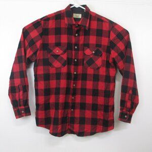 Sears Vintage 1980s Buffalo Check Shirt Mens Large Excellent Condition Red Black